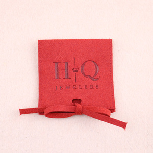 Custom Small Jewelry Dust Bag Velvet Microfiber Jewelry Package Bag with Insert for Bracelet Necklace <b>Gift</b> High Quality Red - Product Image 6