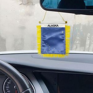 Custom Alaska State Satin Pennant Flag Digital Printed Car Mini <b>Banner</b> with Yellow Tassels Made of Polyester and Plastic - Product Image 3