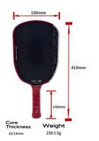 Agasi Pro Shape Honeycomb 2025 – Épaisseur 16/14 mm, GEN4 Sweet Spot, Fibre de Carbone T700 Thermoformée Légère pour le Divertissement