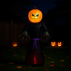 Calabaza Inflable de Halloween para Decoración de Jardín, Material de PVC, Iluminada, 8 Pies de Altura, para Exhibición Festiva - Product Image 2