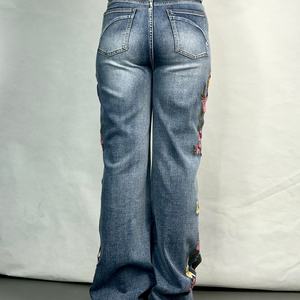 กางเกงยีนส์ลายดอกไม้ดีไซน์ใหม่สำหรับผู้หญิง กางเกงเดนิมปักลายตามสั่ง กางเกงทรงสกินนี่ลำลองแบบซักได้ - Product Image 6