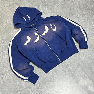 Manufacturer Custom High Quality Cotton Hoodies Heavy Weight Distressed Embroidery <b>Zip</b> <b>up</b> <b>Jackets</b> Street Wear Acid Wash Hoodies - Product Image 1