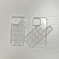 Coque de téléphone 3-en-1 en TPU+PC, transparente, design cube de glace, avec dos amovible DIY et fonction Shake Shake, protection pour iPhone 17 Pro Max 16