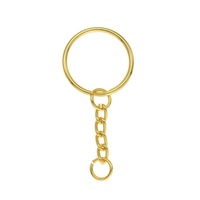 Composants de porte-clés de dessin animé haut de gamme : Anneau plat 25 mm, Anneau fendu 8 mm, Chaîne à billes 4 sections 1,2 mm, Finition plaquée en fer forgé