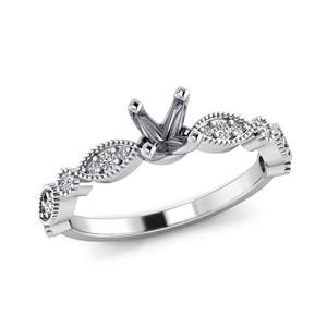 Anillo de Plata de Ley 925 de media eternidad hecho a mano para mujer, bonito regalo de boda de 5mm, conjunto de CZ, semimontaje con muescas, punta en V vacía - Product Image 1