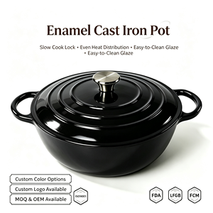Pentola in Ghisa Smaltata Classica e Resistente da 4,32L, Casseruola Profonda con Doppio Manico, Antiaderente, Isolata, con Coperchio, Adatta al Forno e al Gas - Product Image 1