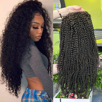Pelucas de Cabello Humano Virgen con Frente de Encaje para Mujer, Baratas, HD, Completas, con Cierre, Negras, al por Mayor, Rizadas, Kinky, Transparentes
