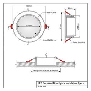 Luz <span class=keywords><strong>LED</strong></span> Empotrable Ultrafina de Aluminio de 75mm para Techo de Sala de Estar, Temperatura de Color 3000K/4000K/6000K, CRI 80-89 - Product Image 6