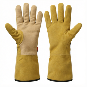 Gants de soudage en cuir jaune, résistants à la chaleur, équipement de protection pour le travail - Product Image 1