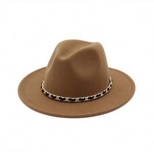 X3092 Sombrero de Fieltro y Cuero PU Vintage, Sombrero de Vaquero de Ala Ancha, Sombrero Homburg de Lana - Product Image 2