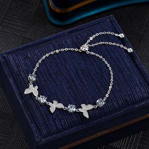 S925 Sterling <b>Silver</b> <b>Bracelet</b> with butterfly Shining Moissanite <b>Bracelet</b> - Product Image 4