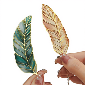 Golden Metal Leaf Bookmark with Tassel Elegant Feather Page Marker for <b>Books</b> <b>Gifts</b> Stationery - Product Image 4