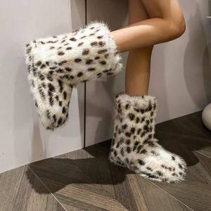 2026 Women's Indoor Home Anti-Slip Breathable Warm Glitter Cotton <b>Slippers</b> Fleece Thickened Midi Long Fur <b>Boots</b> Winter Thermal - Product Image 1