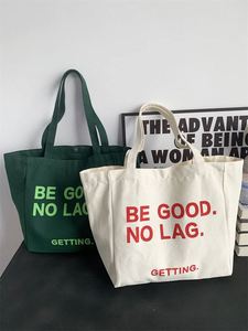 Customized Print Letter Logo <b>Folding</b> Large Capacity Canvas Tote <b>Bag</b> for Female College Students Daily Use - Product Image 6
