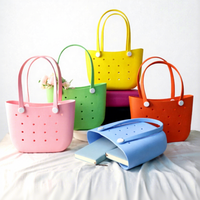 Sac de plage carré pour femme, imperméable, léger, tendance et polyvalent en EVA, idéal pour les vacances en bord de mer, sac à main de couleur unie