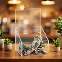 Boîte à tips en acrylique transparent avec serrure, boîte de collecte d'argent inclinée pour restaurant, bar, boîte de dons pour collectes de fonds caritatives