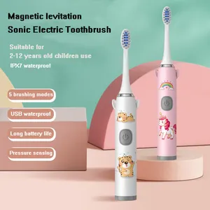 Оптовая продажа от производителя, Мягкая зубная щетка с зарядкой через USB, водонепроницаемая IPX7 детская зубная щетка с мультяшным рисунком, звуковая электрическая зубная щетка oral Kids