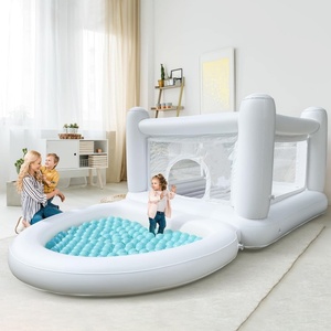 PVC <b>Inflatable</b> Jump House 157.5*68.9*59 Inch White Color for Kids Playing Indoor Outdoor Waterproof Outdoor Toddler Toys - Product Image 6