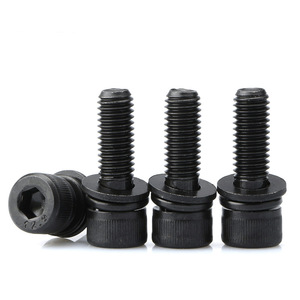 Cylindrical Head Hex Socket Cap Screw M5x35 12.9 Grade Fully Threaded Metric Carbon Steel With Flat Spring Washer Combination - Product Image 1