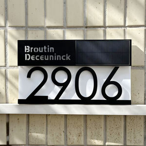 Wholesale Home Decor Personalised Solar House Number Sign <b>LED</b> <b>Light</b> Exterior Outdoor 3D Laser Cut Street Address Family <b>Name</b> - Product Image 6