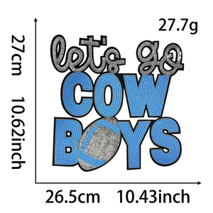 Cow Boy Hot Sale Custom Embroidery Cowboy Hat Sequin Iron on Patches USA Western Style Iron-On Sequin Patch Shirt - Product Image 3