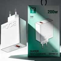 Chargeur rapide pour téléphone portable 200W avec prise US EU UK, QC3.0, USB, adaptateur secteur USB à charge rapide 200W