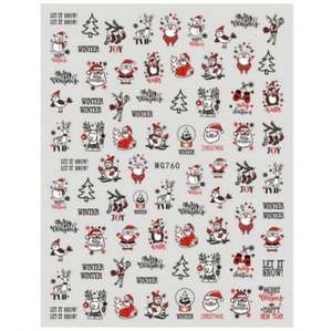 Décorations d'ongles DIY pour l'automne, l'hiver et Noël, <span class=keywords><strong>manucure</strong></span> flocon de neige, arbre, autocollants pour ongles 2D, dessin animé <span class=keywords><strong>rouge</strong></span> et vert, autocollants pour ongles en plastique - Product Image 5