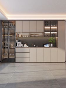 HAIYUE Minimalist <strong>Super</strong> Large Capacity Wine Cabinet Wood Panel <strong>Home</strong> <strong>Furniture</strong> for Apartment Living Room or Villa - Product Image 4