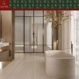Bañera Independiente GOLDKING Popular de Travertino Natural, Tallada en Piedra Sólida para Decoración Interior de Villas y Apartamentos de Lujo - Product Image 4