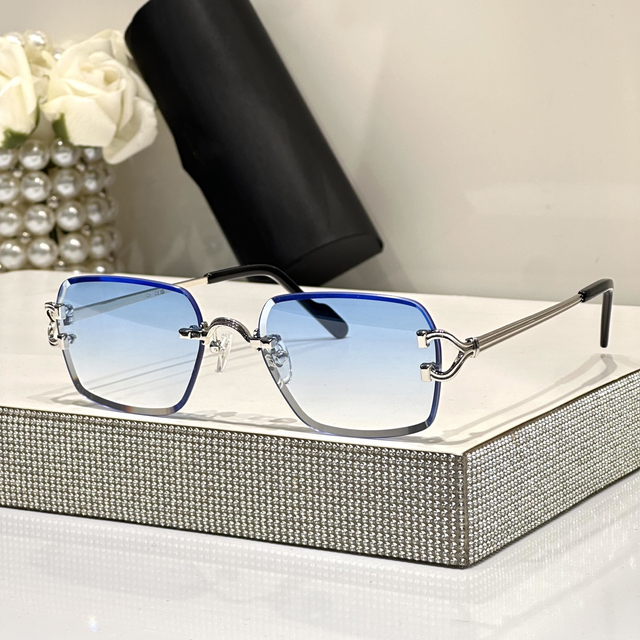 Luxury Designer Sunglasses High-End UV400 Rimless Metal Frame Anti-Glare Eyewear in Street Style Sun Glasses Fashion Trendy