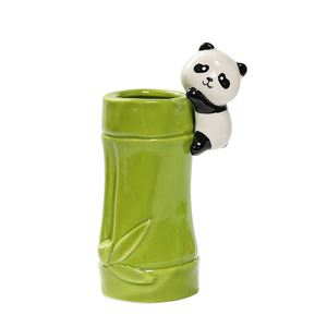 Porte-stylo en céramique en forme de panda, organisateur de bureau en bambou pour le bureau ou l'école - Product Image 5