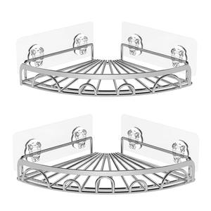 <span class=keywords><strong>ANA</strong></span> Étagère de rangement triangulaire murale à 2 niveaux auto-adhésive, ensemble de paniers de douche d'angle pour salle de bain et cuisine - Product Image 1