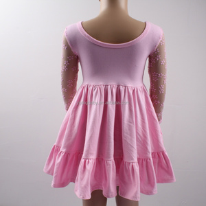 Ingrosso abito da principessa per bambine con scollo a trapezio in cotone gonna a trapezio estivo Casual per bambini al ginocchio - Product Image 3