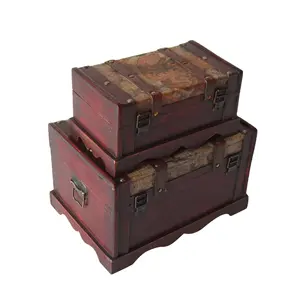 للبيع بالجملة صندوق كنوز خشبي عتيق بتصميم خريطة العالم صناديق هدايا صندوق كنوز خشبي