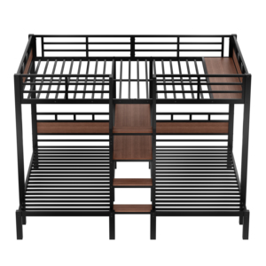 <span class=keywords><strong>Lit</strong></span> superposé double moderne avec bureau, armoire et station de charge - Poste de travail compact pour adultes, idéal pour appartement - Product Image 4