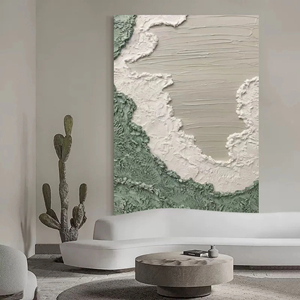 Green Seascape Hand painted <b>Framed</b> Wall Arts <b>Large</b> Canvas Abstract Oil Painting Indoor home decor gift for housewarming - Product Image 3