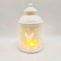 Lanterne en céramique étoile et lune, porte-bougie LED, lumière chaude, lampe de table pour la décoration de Noël, cadeau de fête de Noël