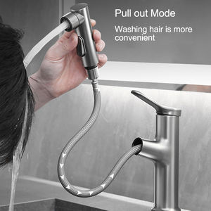 Aquacubic-grifo de bronce negro con <span class=keywords><strong>3</strong></span> funciones para lavabo, rociador extraíble, mezclador de lavabo de un solo orificio - Product Image 6