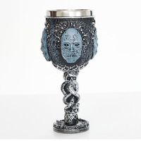 Gobelet souvenir gothique médiéval en potier, motif serpent vert en relief, gravé d'aigle, tasse masque Harry Potter