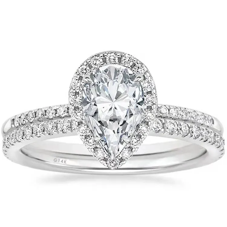 SGARIT Custom Jewellery Au585 G14K real gold wedding 1.5ct VVSD moissanite diamond engagement couple ring set for woman