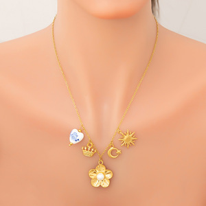Collar con colgante de corazón chapado en oro de 18 quilates de acero inoxidable con dijes de perlas para mujer, regalo de joyería de moda - Product Image 4