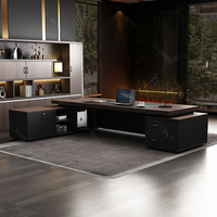 Bureau de Direction Modulaire en Bois CEO, Table de Bureau Exécutif Nouveau Design, Plateau Moderne Noyer et Gris, Ensemble Bureau et Chaise