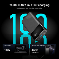 Batería Externa para Portátil de 25000mAh de Polímero de Litio con Dos Puertos USB-C de 100W y Pantalla LED, Cargador Portátil para Tablet y Portátil