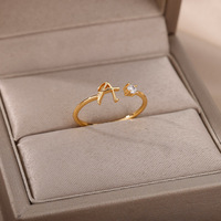 Bague ouverte ajustable minimaliste en acier inoxydable de qualité supérieure avec zircon cubique pour femme, élégante bague de pinky, bijou de mode pour mariage, cadeau