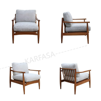 Fauteuil d'appoint moderne et confortable en tissu rembourré en bois massif pour salon/chambre/maison/bureau/coin lecture