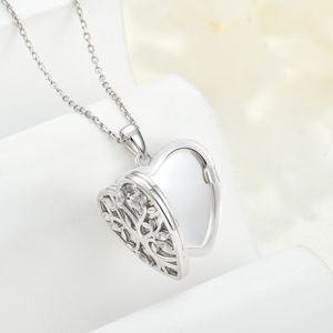 Кулон с кулоном «Древо жизни» из родия кубического циркония, памятный 925 из стерлингового серебра, кулон в форме сердца, ювелирные изделия - Product Image 4