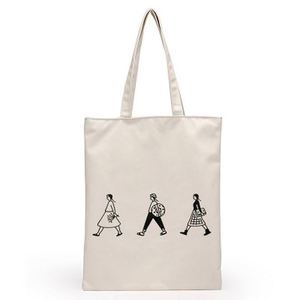 Custom Women's Custom Printed Eco-friendly Folding Shopping Canvas Tote <b>Bag</b> Letter Pattern Style - Product Image 1