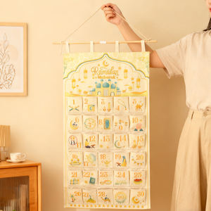 Calendrier de l'Avent du Ramadan en coton et polyester, décoration murale pour l'Aïd, organisateur de compte à rebours pour les festivités familiales, vente chaude - Product Image 2