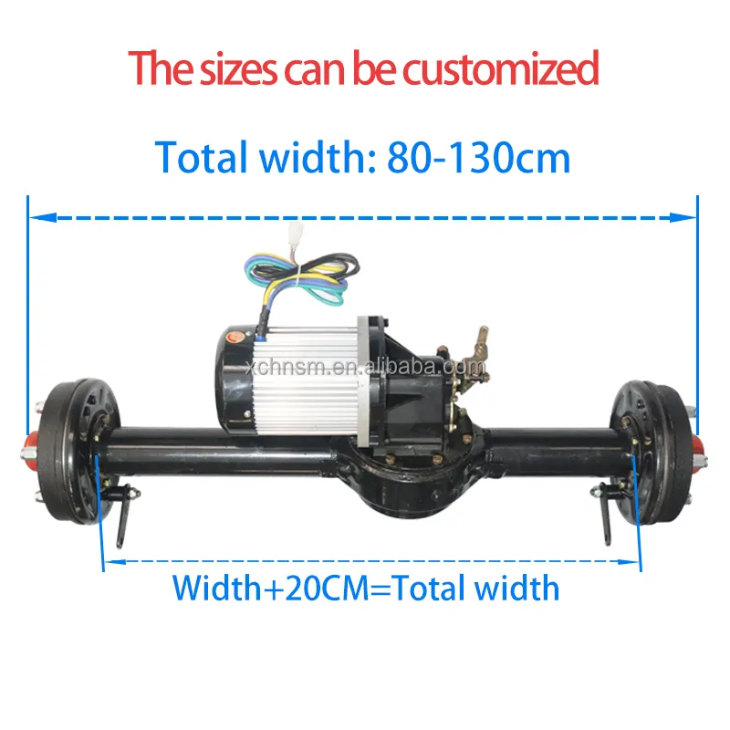 Kustom Assembly Brushless Motor Shift Difference Poros Belakang Perakitan Roda Tiga Drum Rem Trike Kendaraan Listrik Drive Axle
