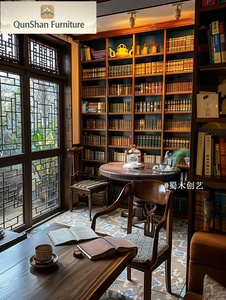 <span class=keywords><strong>Bibliothèque</strong></span> rotative moderne <span class=keywords><strong>en</strong></span> bois massif de noyer, style luxe léger, avec étagères à niveaux pour salon, <span class=keywords><strong>bibliothèque</strong></span>, lecture, mur entier - Product Image 5
